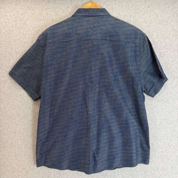 Vince Camuto Blue Textured Short Sleeve Button-Up Shirt Collared Mens Size XL - Picture 7 of 13
